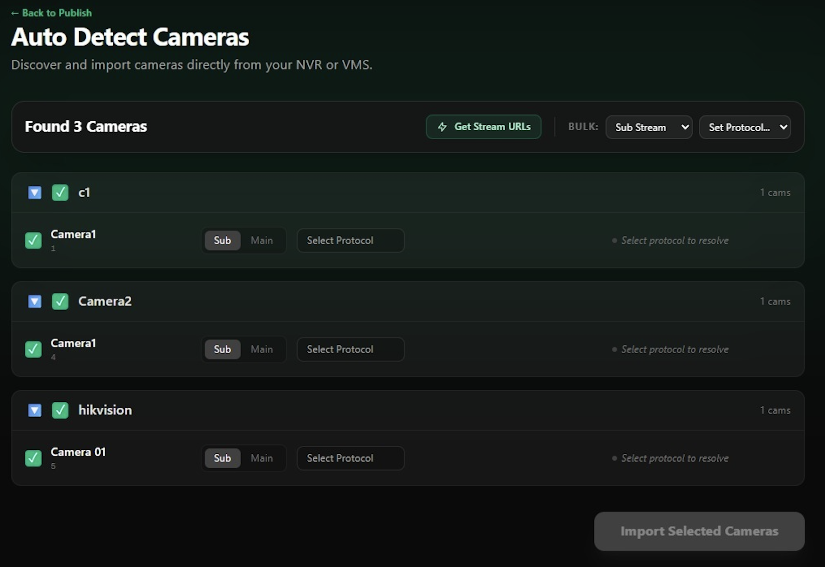 Select cameras from HikCentral