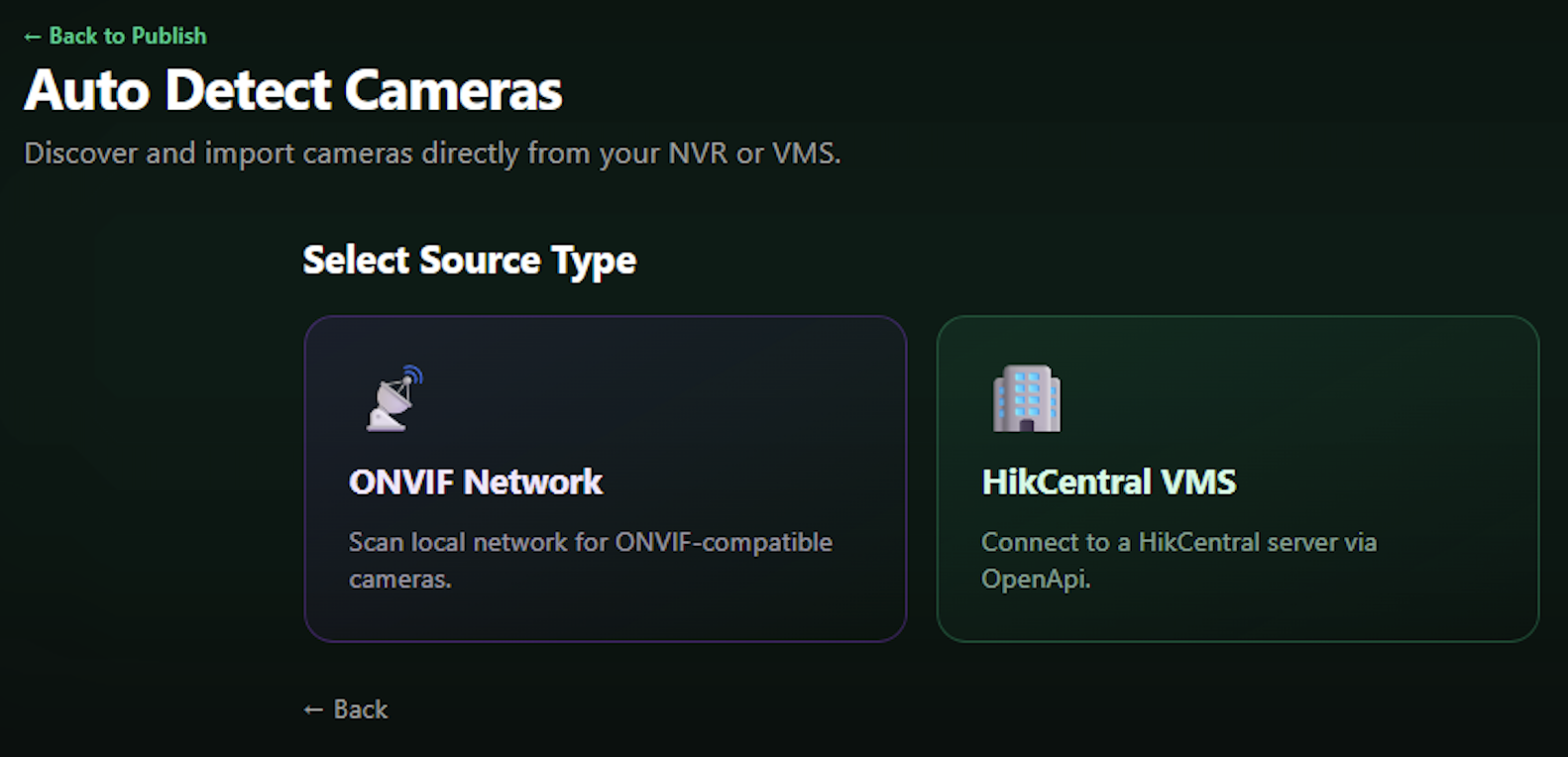 ONVIF detection type